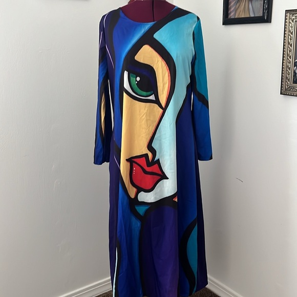 Face artsy, long sale colorful unique dress - Picture 3 of 11